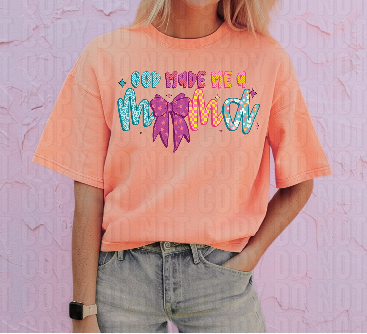 God Made Me A Mama Retro Colorful DTF Transfer