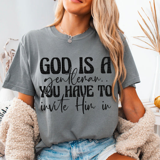 God Is A Gentlemen Black Font DTF Transfer