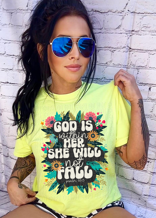 God Is Within Her She Will Not Fail Floral DTF Transfer