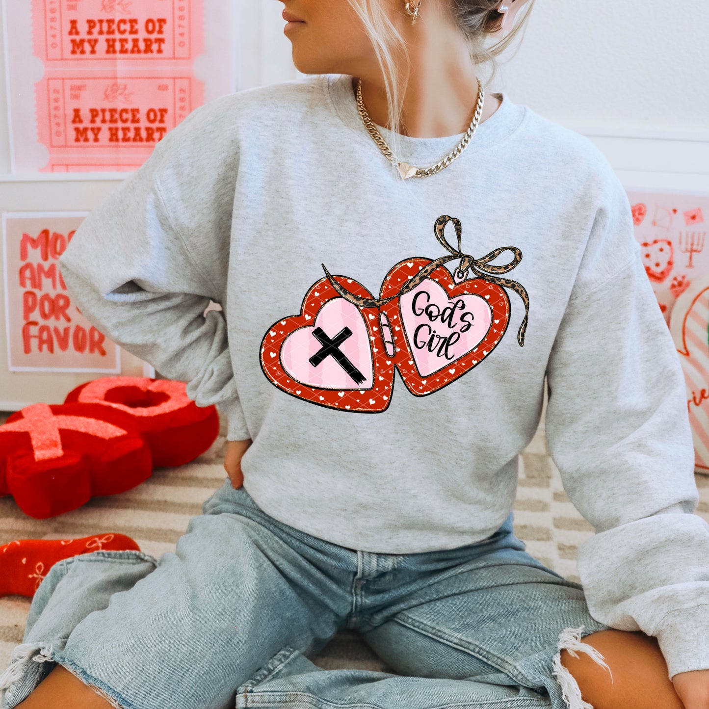 God's Girl Valentine Locket DTF Transfer