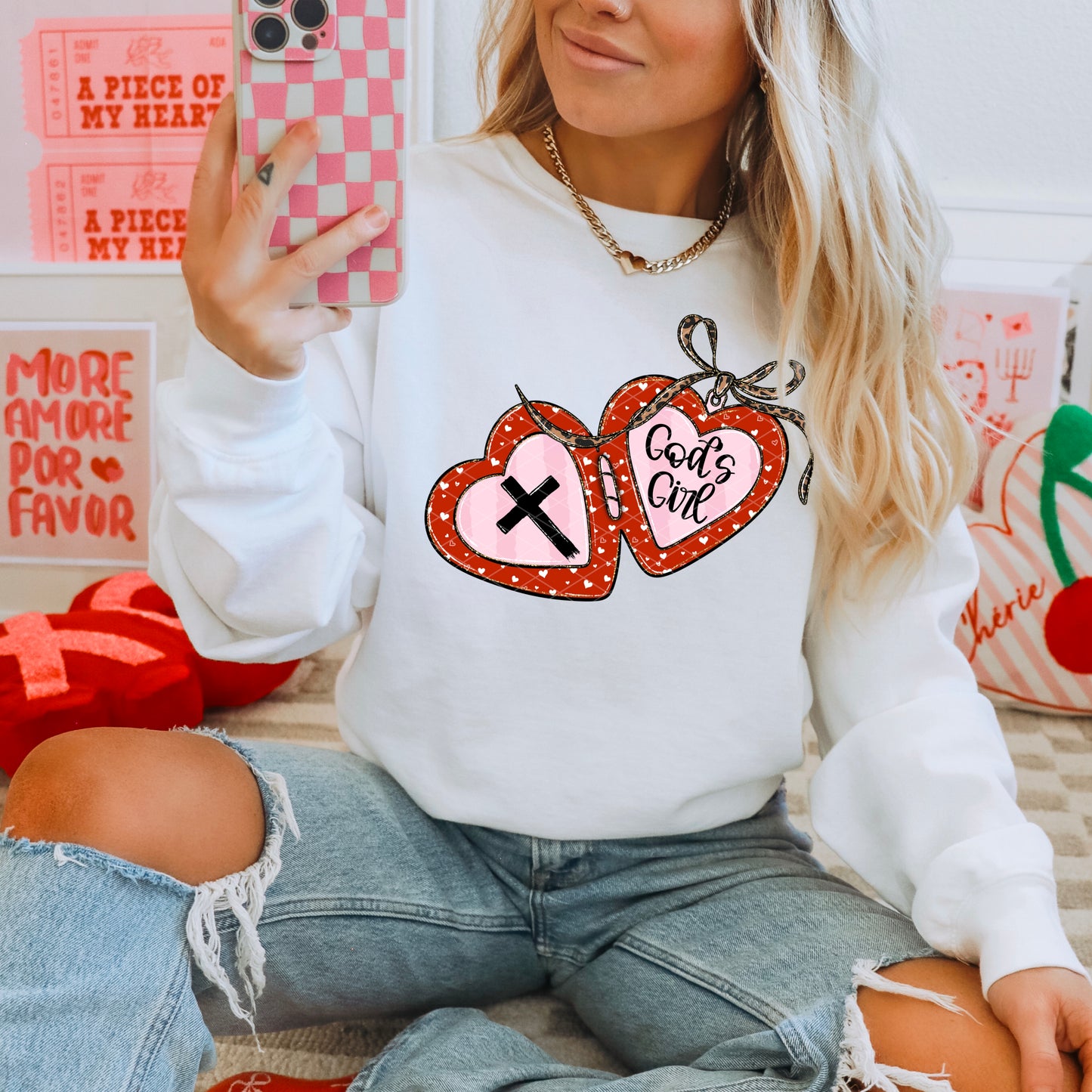 God's Girl Valentine Locket DTF Transfer