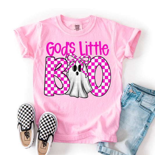 God's Little Boo Pink Checkered DTF Transfer