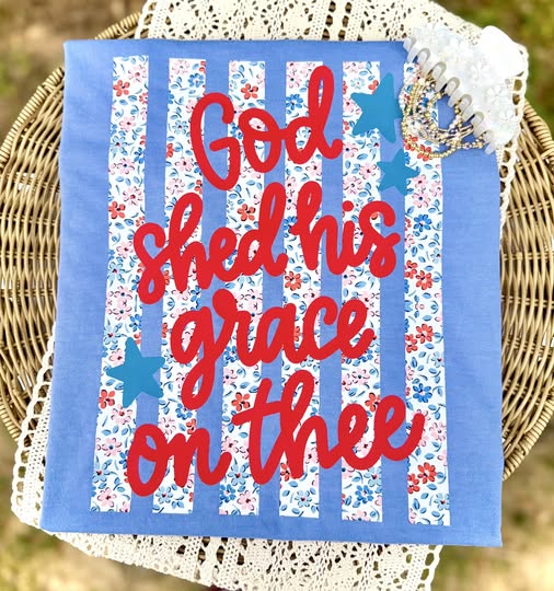 God Shed His Grace On Thee Floral Stripes DTF Transfer