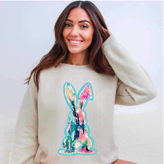 Gold Glitz Bunny DTF Transfer