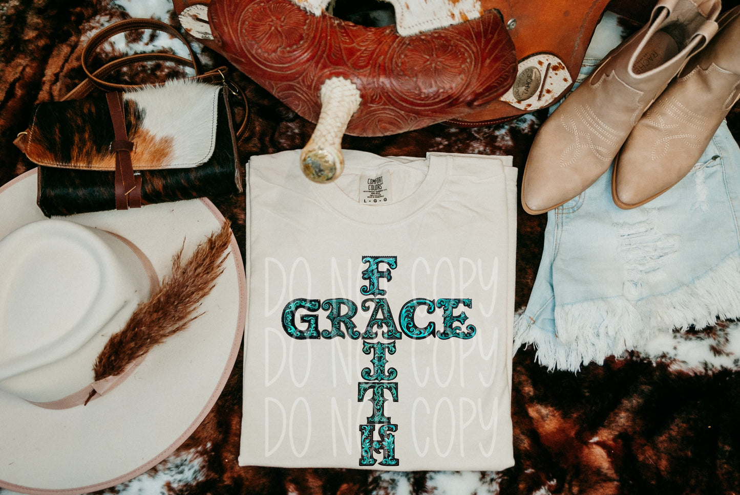 Faith Grace Turquoise DTF Transfer