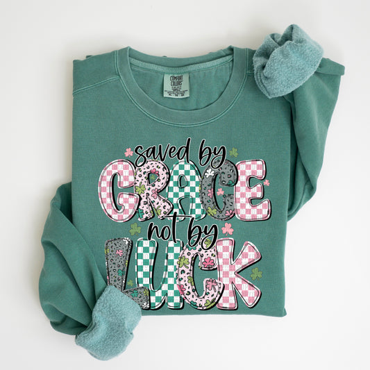 Saved By Grace Not Luck DTF Transfer