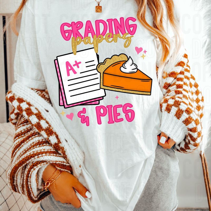 Grading Papers & Pies DTF Transfer