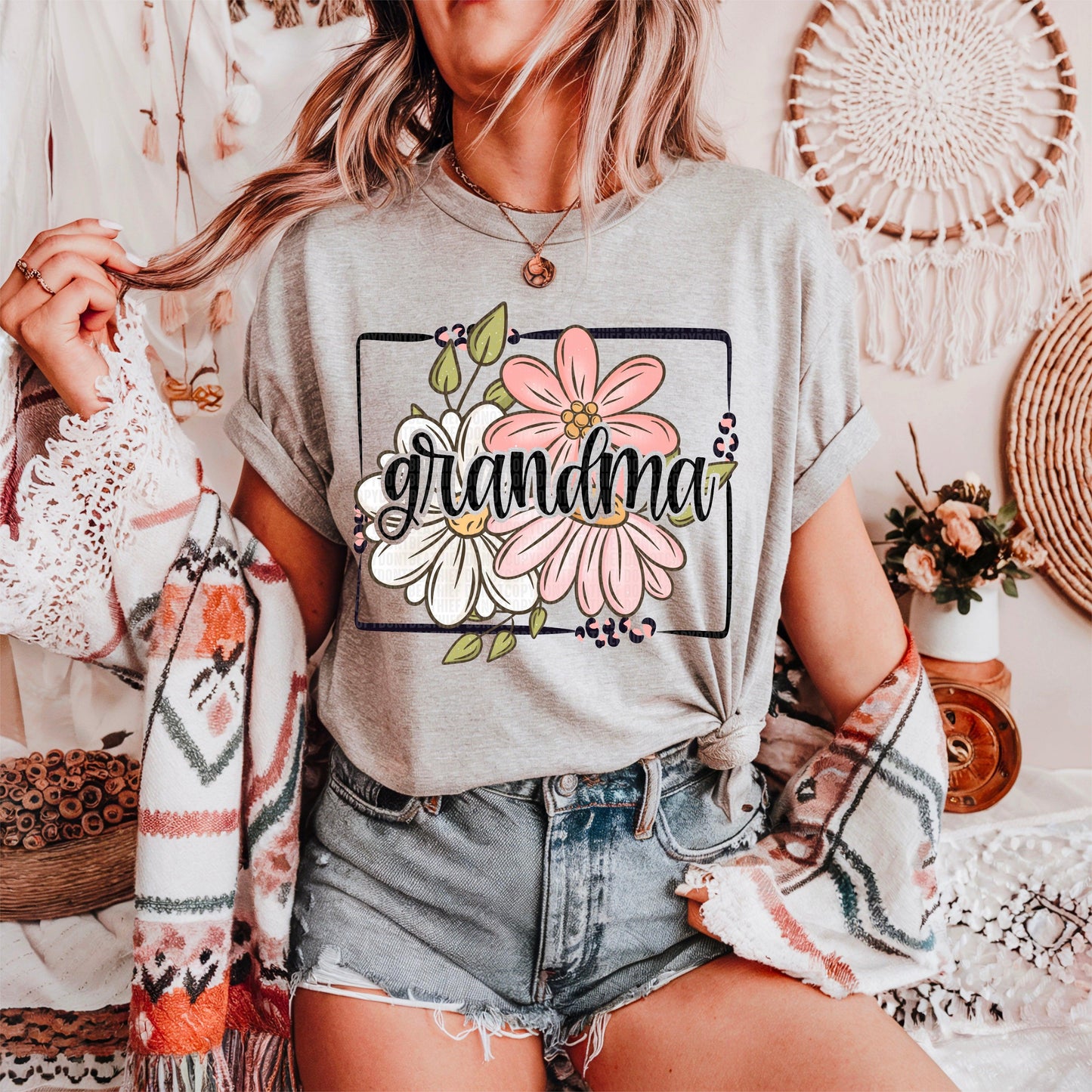 Grandma Floral Name Title DTF Transfer