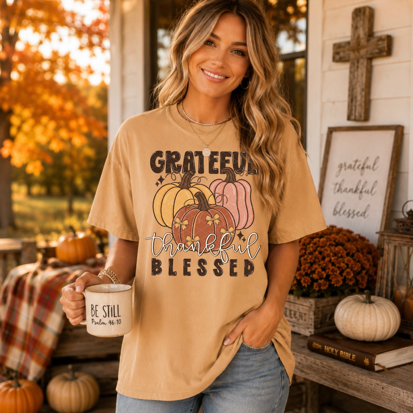 Grateful Thankful Blessed DTF Transfer
