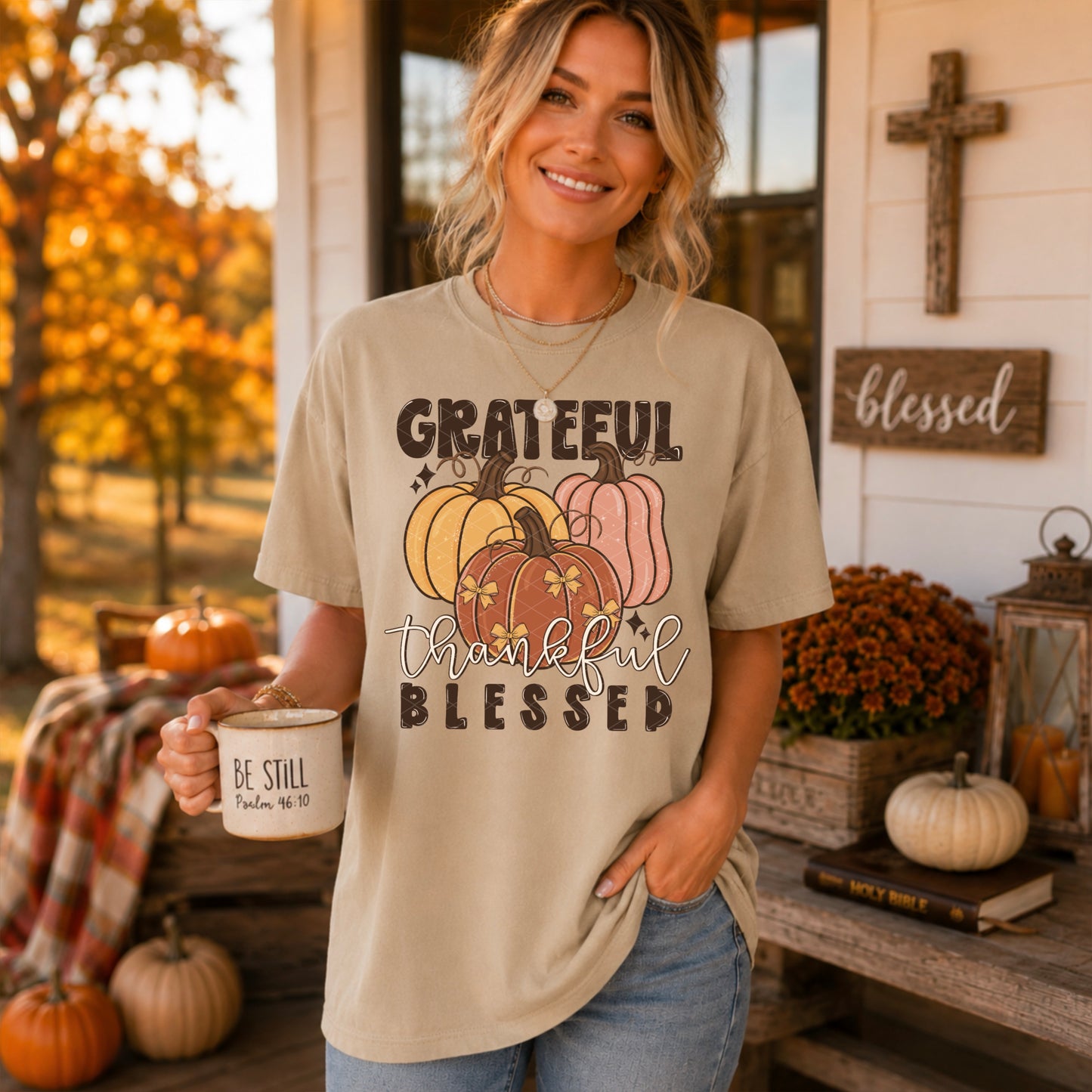 Grateful Thankful Blessed DTF Transfer