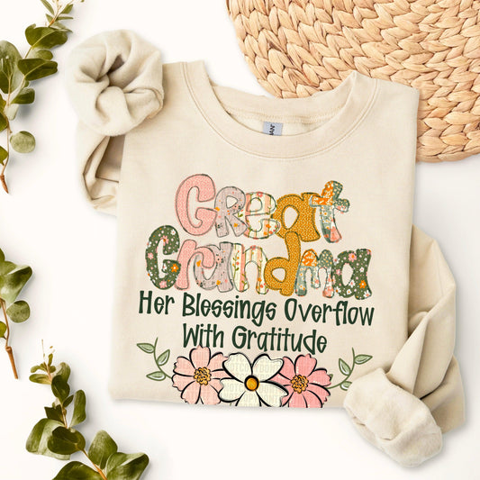 Great Grandma Blessings Overflow DTF Transfer