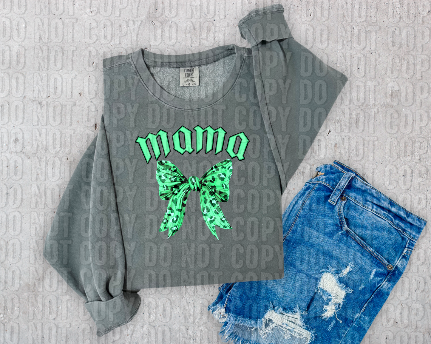 Green Mama Cheetah Bow DTF Transfer