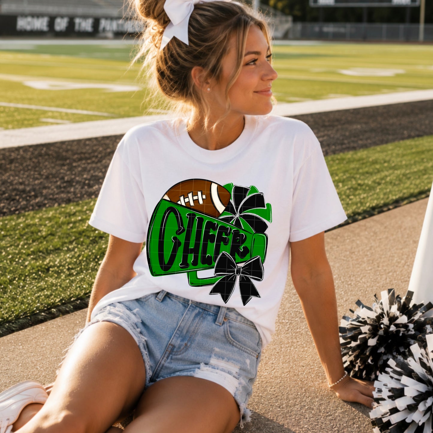 Green Black Cheer Megaphone Football DTF Transfer