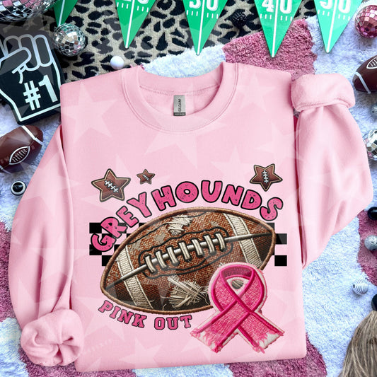 Greyhounds Football Embroidery Faux Pink Out Mascot DTF Transfer