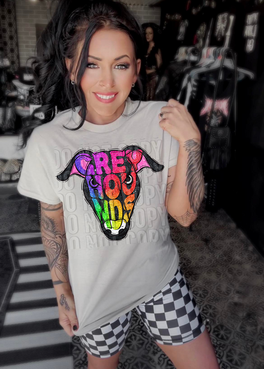 Greyhounds Glittery Colorful Mascots DTF Transfer