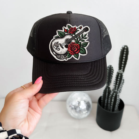 Guitar With Roses Hat Patch DTF Transfer