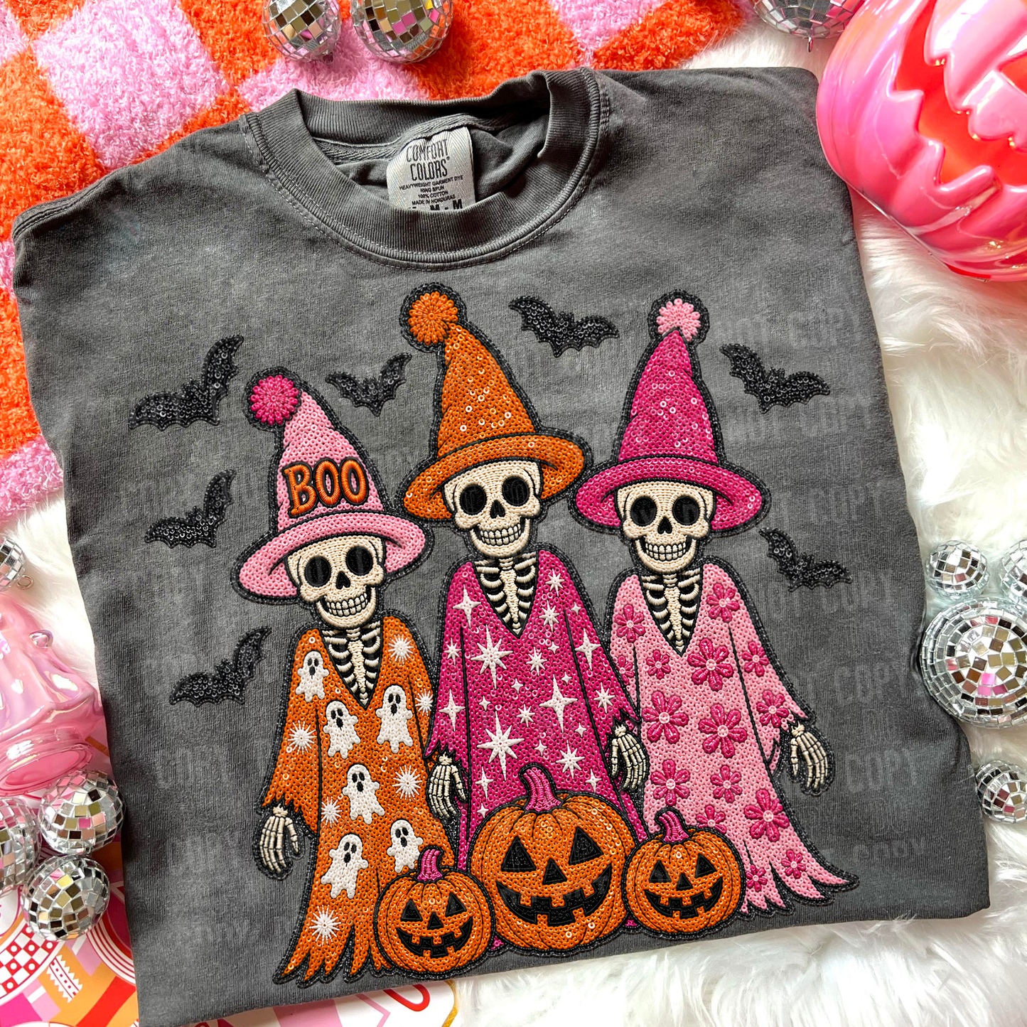 Halloween Skellies Pink & Orange DTF Transfer