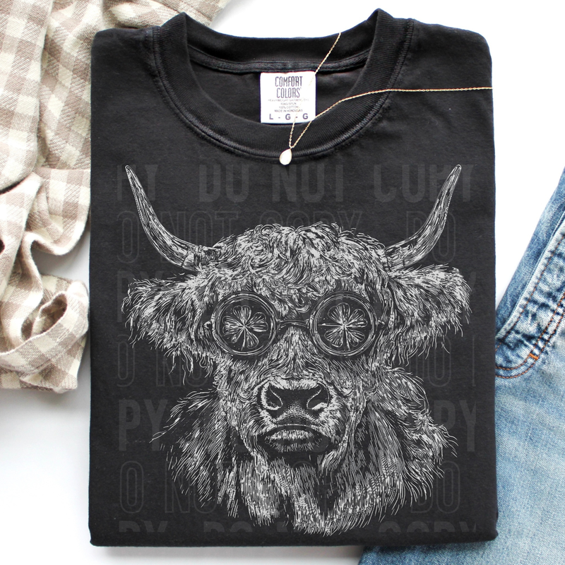 Highland Cow Sketch DTF Transfer