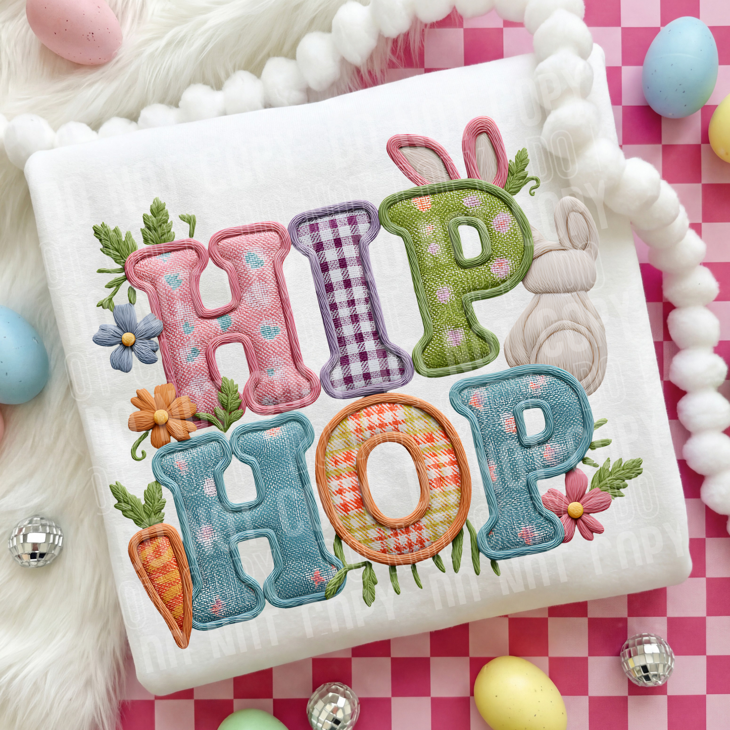 Hip Hop Embroidery Faux DTF Transfer