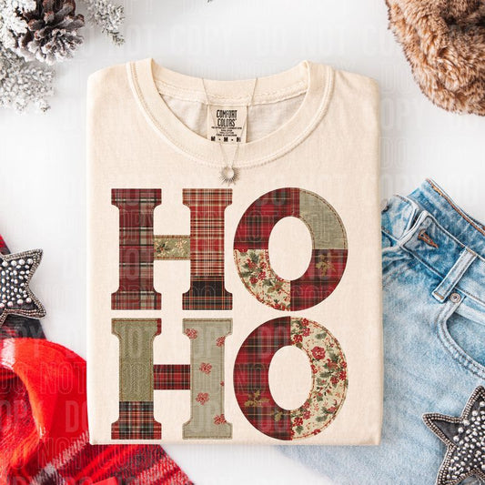 Ho Ho Christmas Patchwork DTF Transfer
