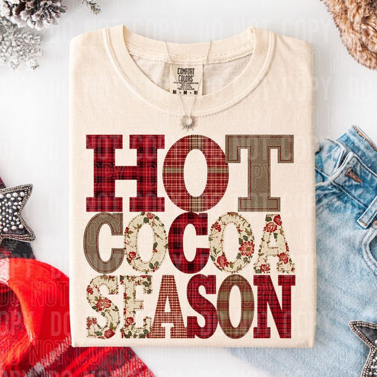 Hot Cocoa Season Christmas Patchwork DTF Transfer