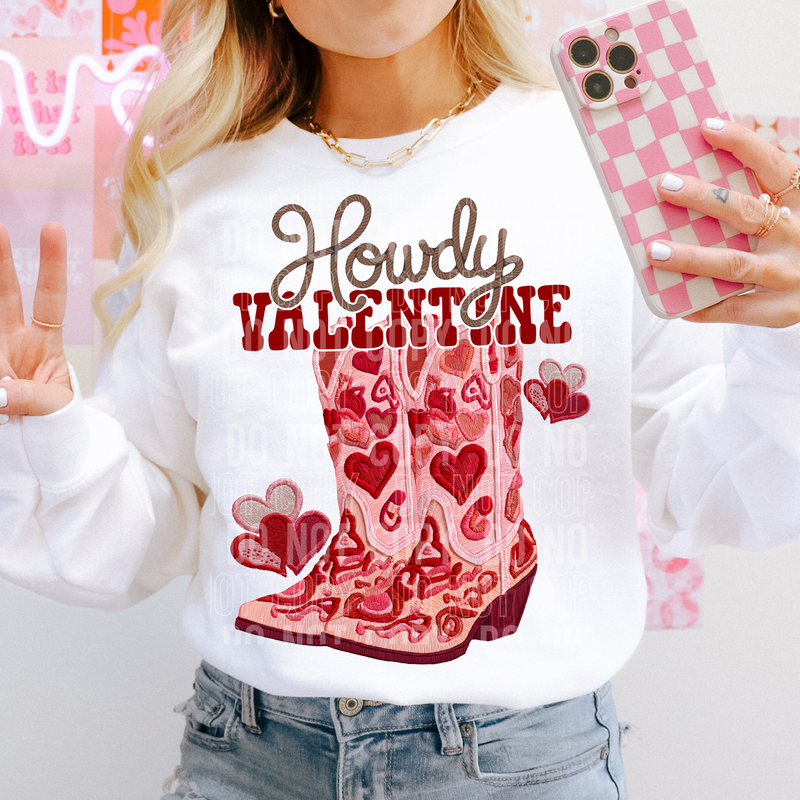 Howdy Valentine Boots DTF Transfer