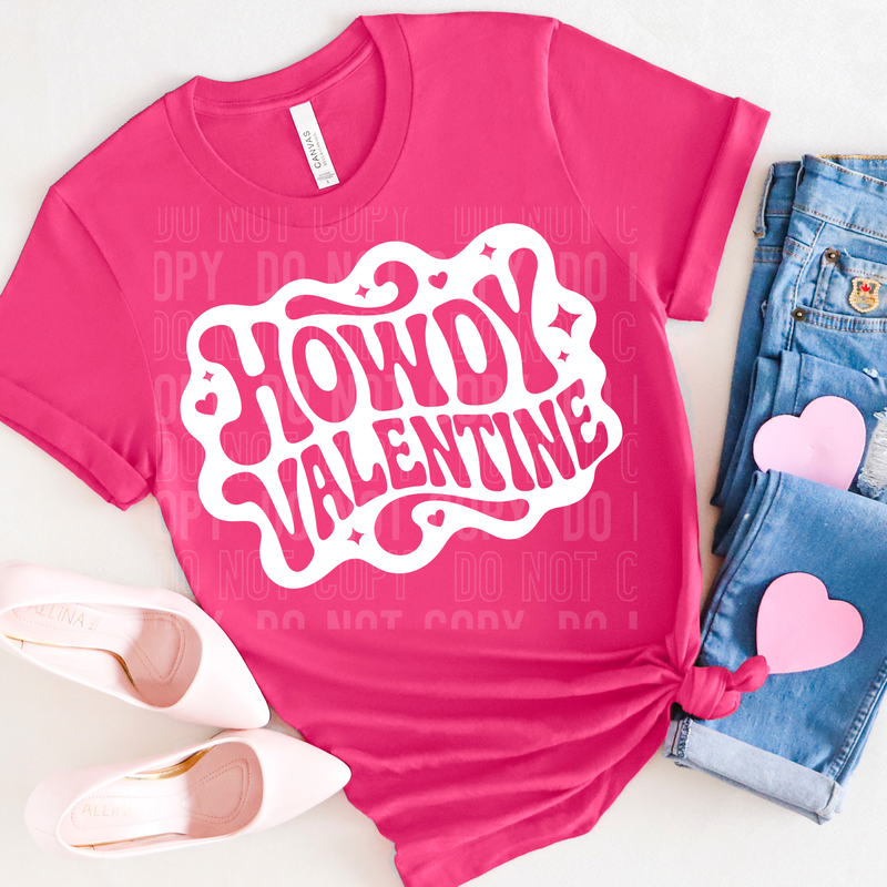 Howdy Valentine White DTF Transfer