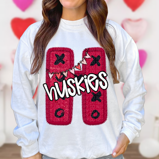 Huskies Valentine School Spirit DTF Transfer