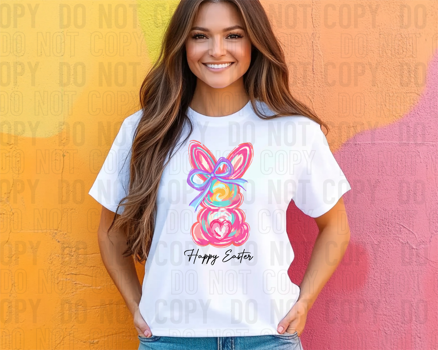 Happy Easter Painted Bunny DTF Transfer