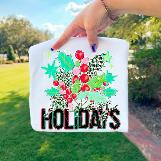Happy Holidays Bright DTF Transfer
