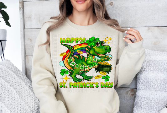 Happy St. Patrick's Day Dino DTF Transfer