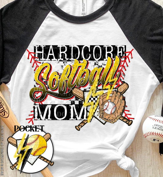 Hardcore Softball Mom Front/Back DTF Transfer