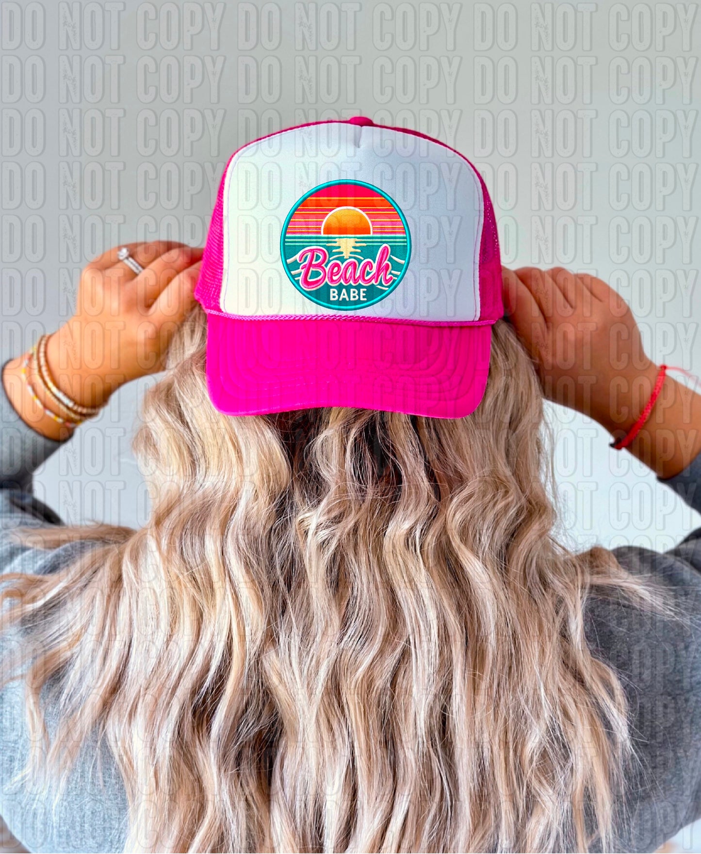 Beach Babe Faux Hat Patch DTF Transfer