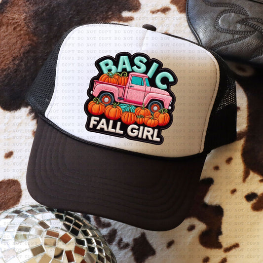 Basic Fall Girl Hat Patch DTF Transfer