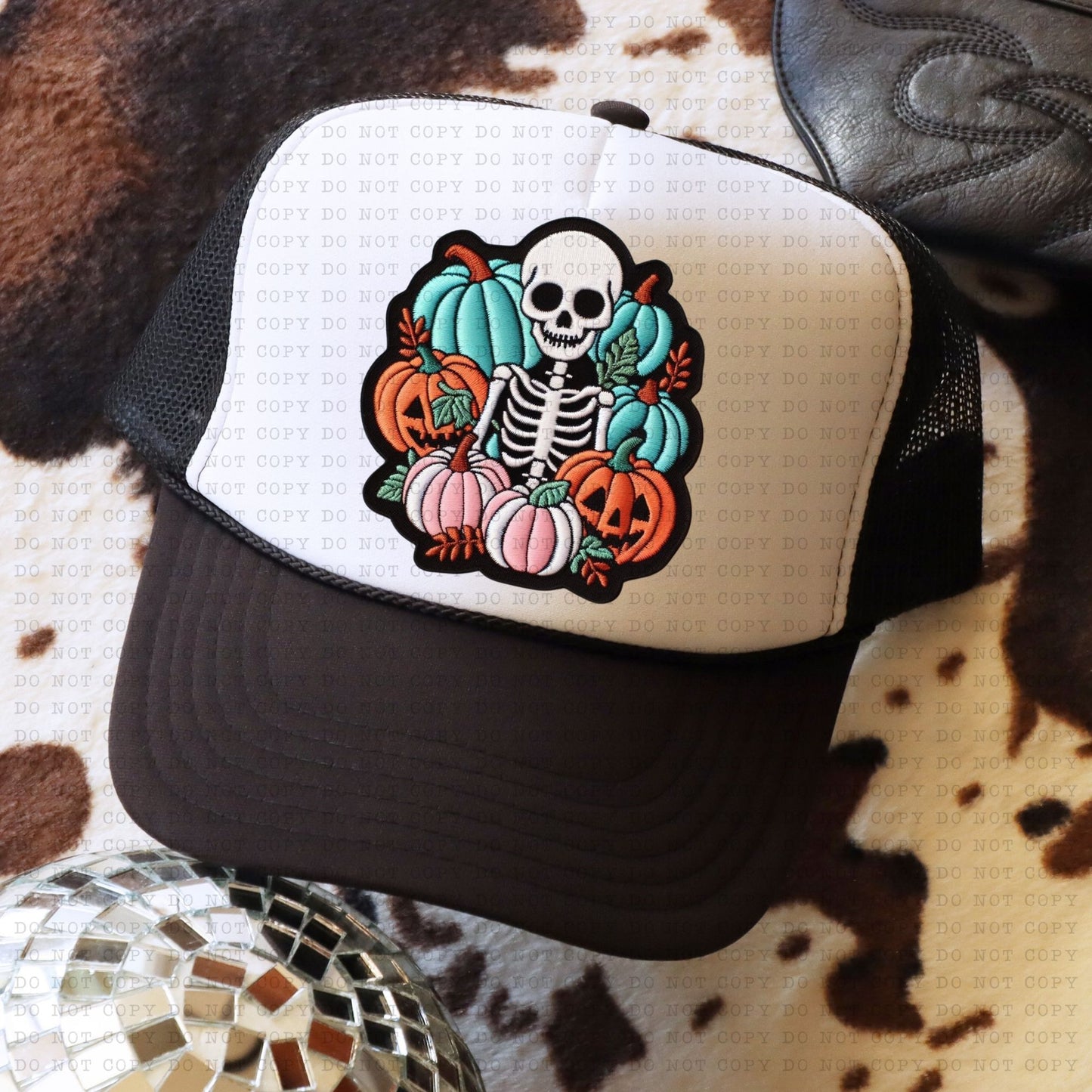 Fall Skellie Hat Patch DTF Transfer