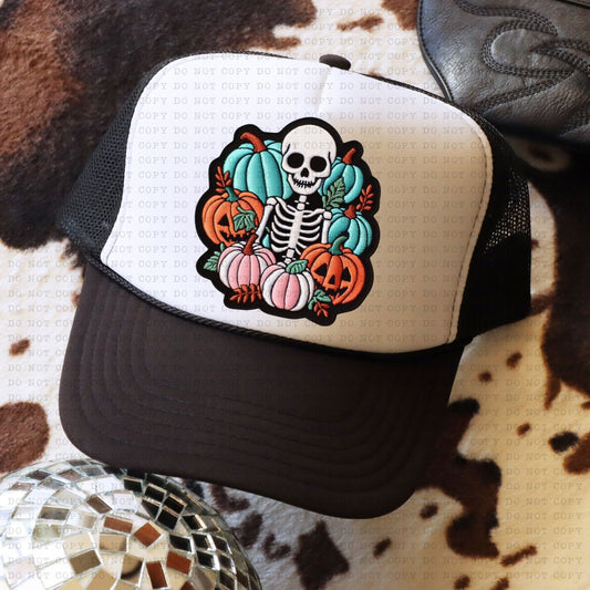 Fall Skellie Hat Patch DTF Transfer