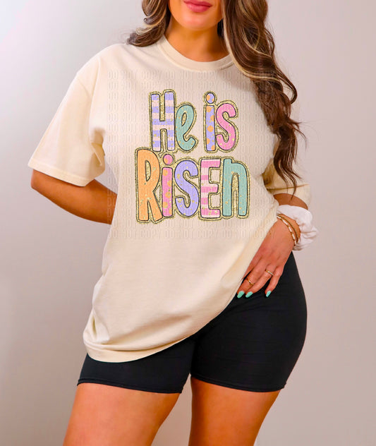 He Is Risen Gold Outline DTF Transfer