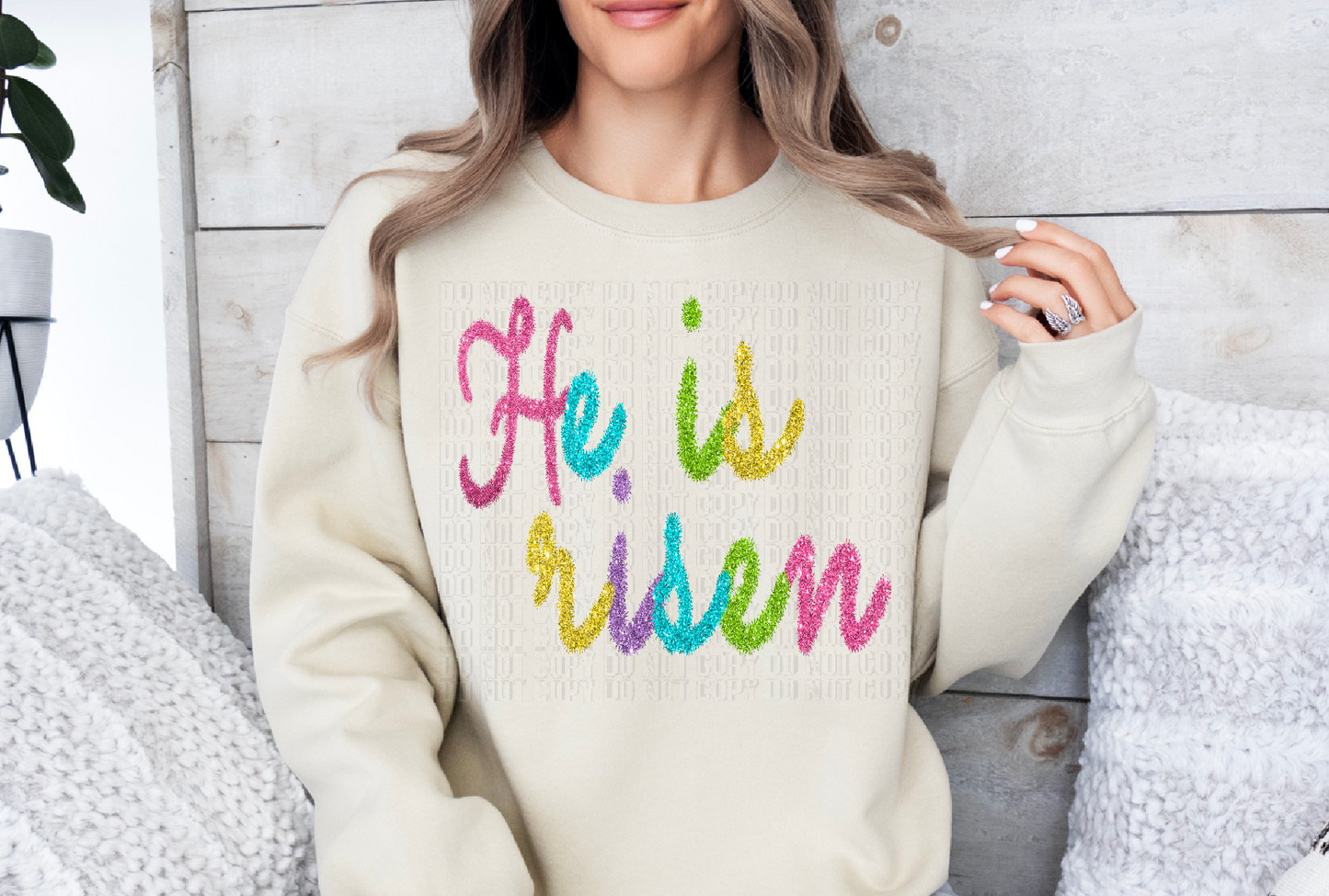 He Is Risen Tinsel DTF Transfer