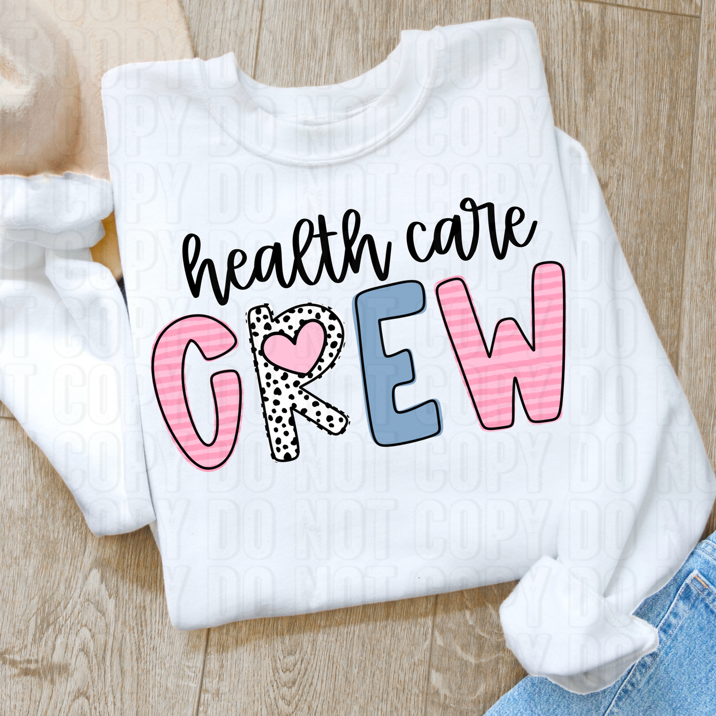 Health Care Crew Hearts DTF Transfer