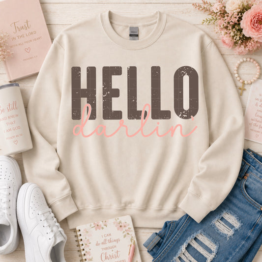 Hello Darlin Brown & Pink Font DTF Transfer