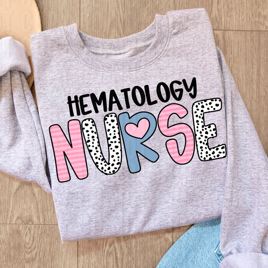 Hematology Nurse Hearts DTF Transfer