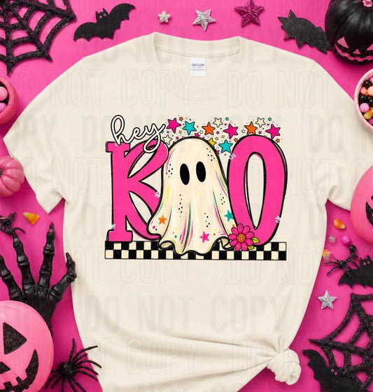 Hey Boo Checkered DTF Transfer