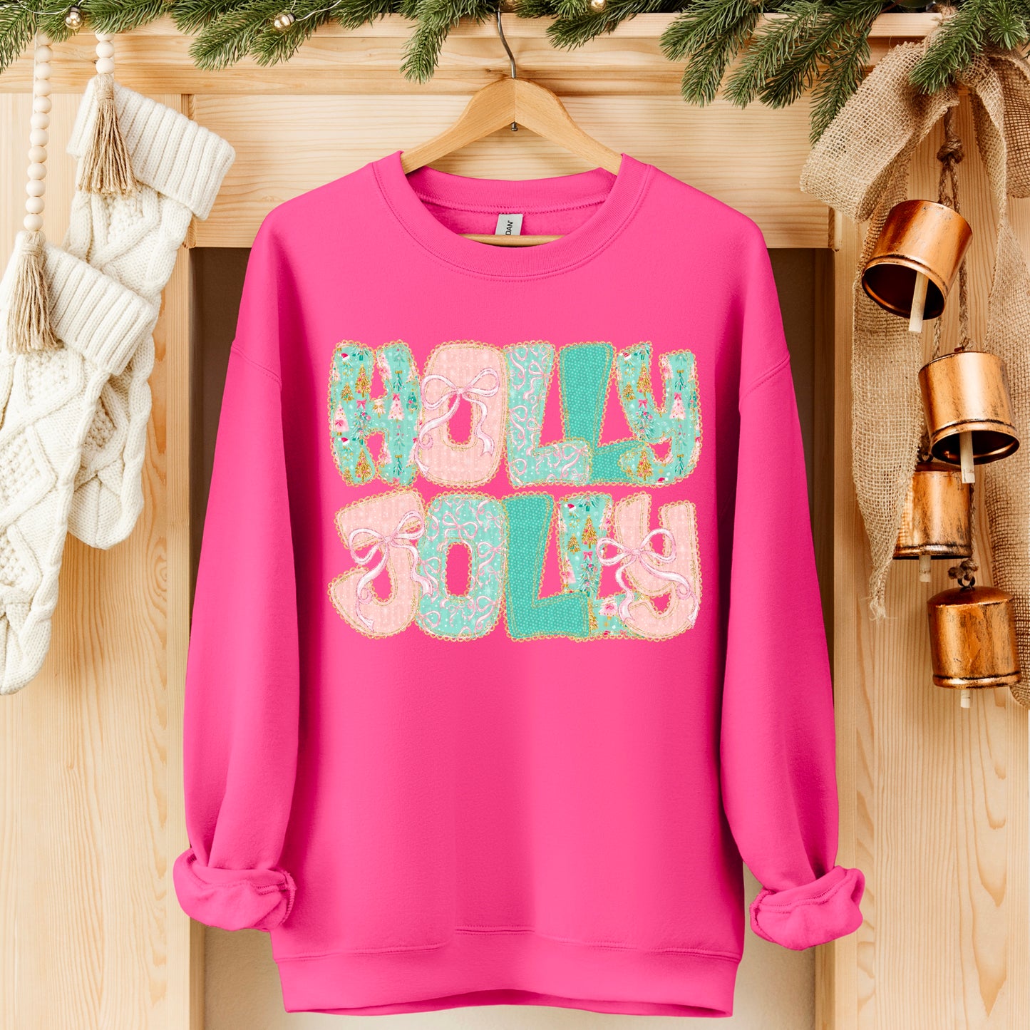 Holly Jolly Pastel Colors DTF Transfer