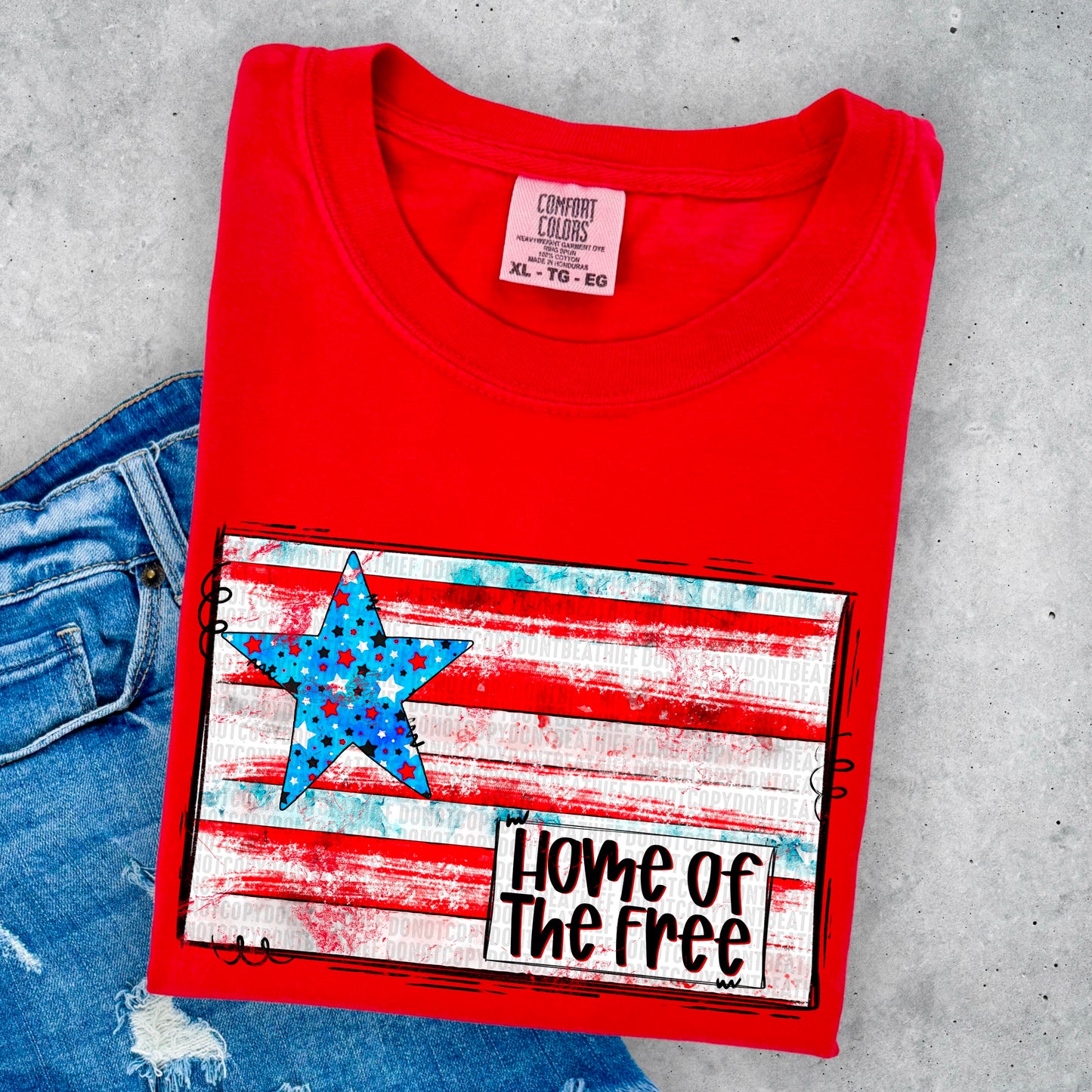 Home Of The Free Flag Distressed DTF Transfer