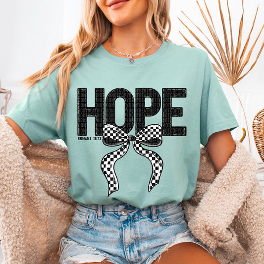 Hope Checkered Bow DTF Transfer