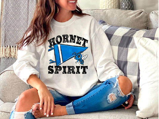 Hornet Spirit Pennant Mascot Light Blue DTF Transfer