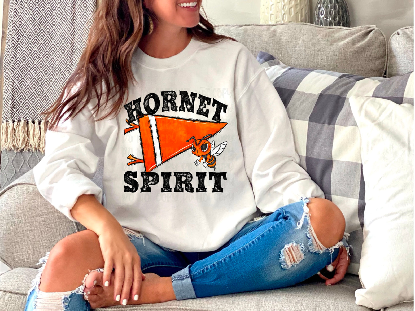 Hornet Spirit Pennant Mascot Orange DTF Transfer