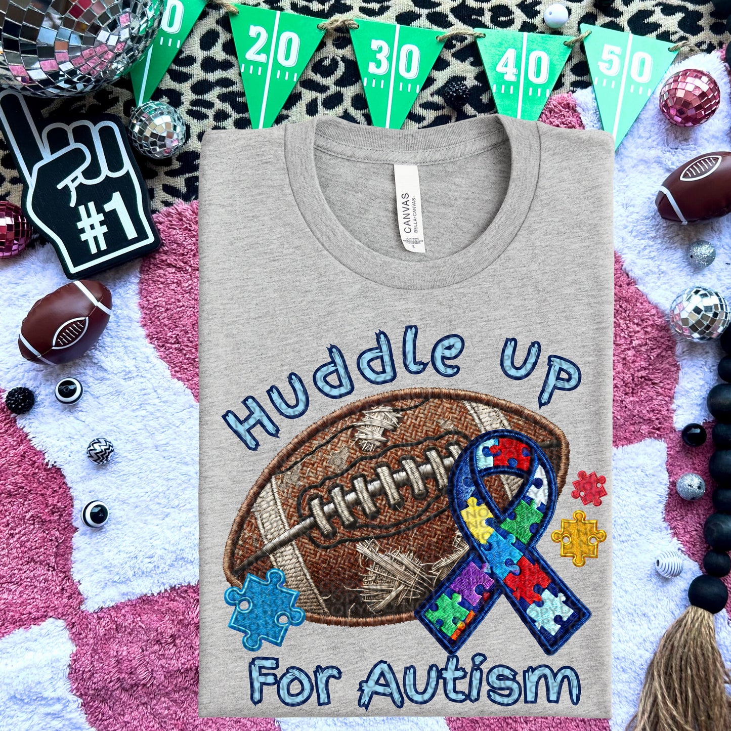 Huddle Up For Autism Football DTF Transfer