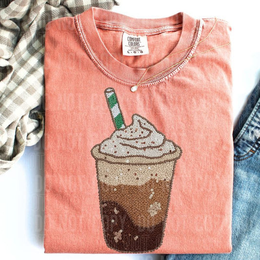 Iced Coffee Yarn Faux DTF Transfer