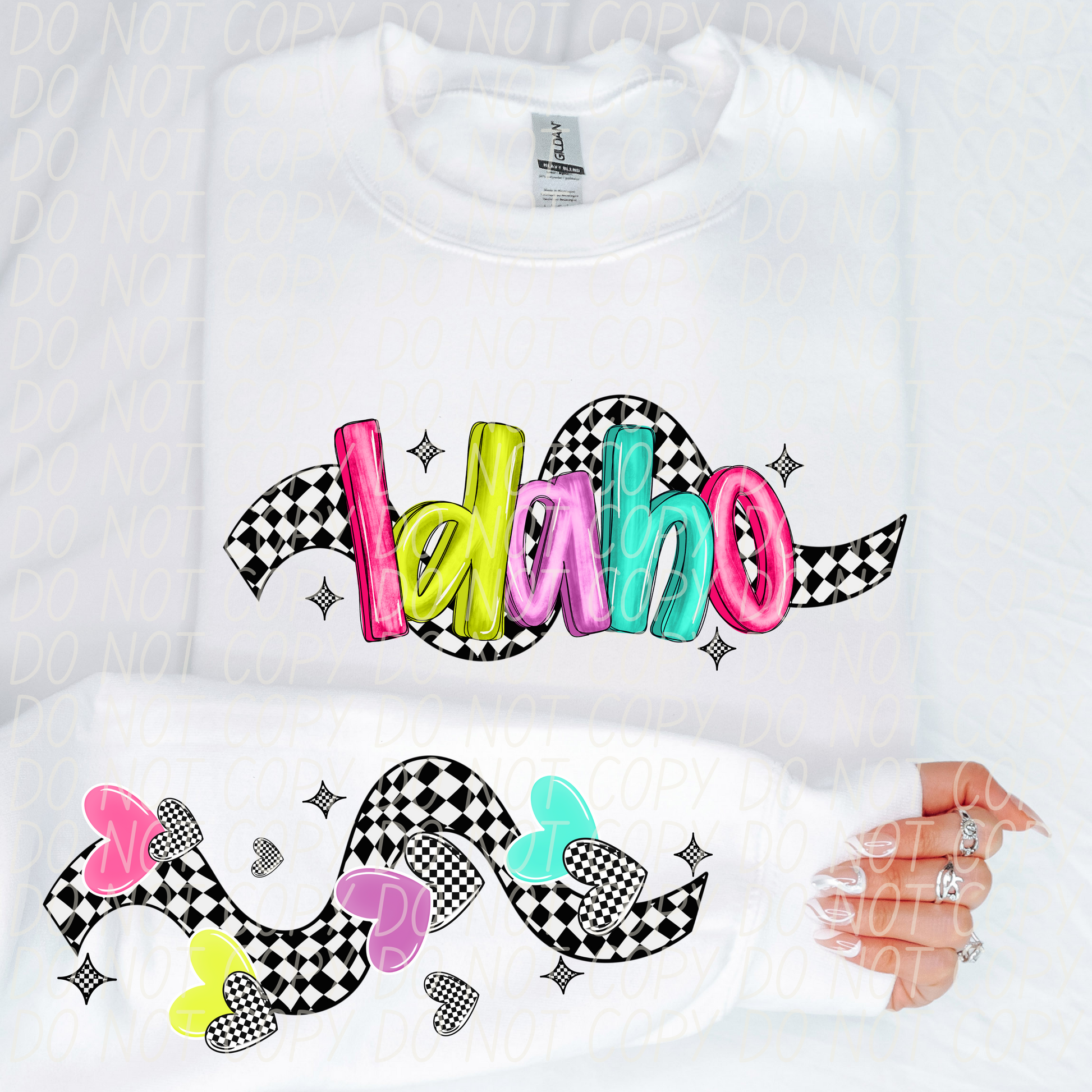 Idaho Bright Checker State DTF Transfer